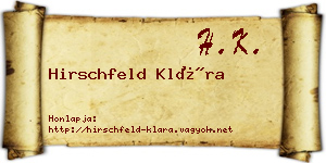Hirschfeld Klára névjegykártya